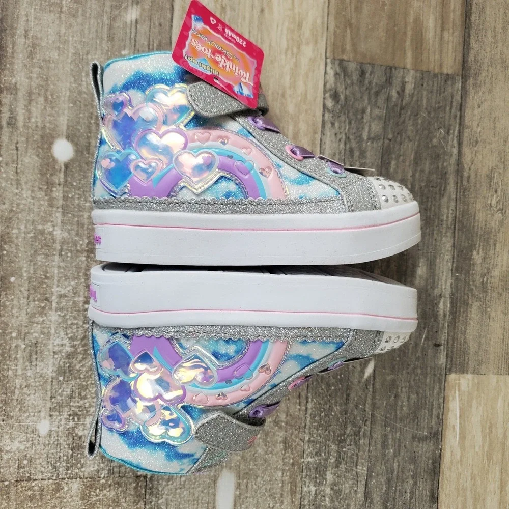 Skechers Twi-Lites 2.0 Girls Shoes Sz 7 Light Blue Magical Spectrum Sneakers